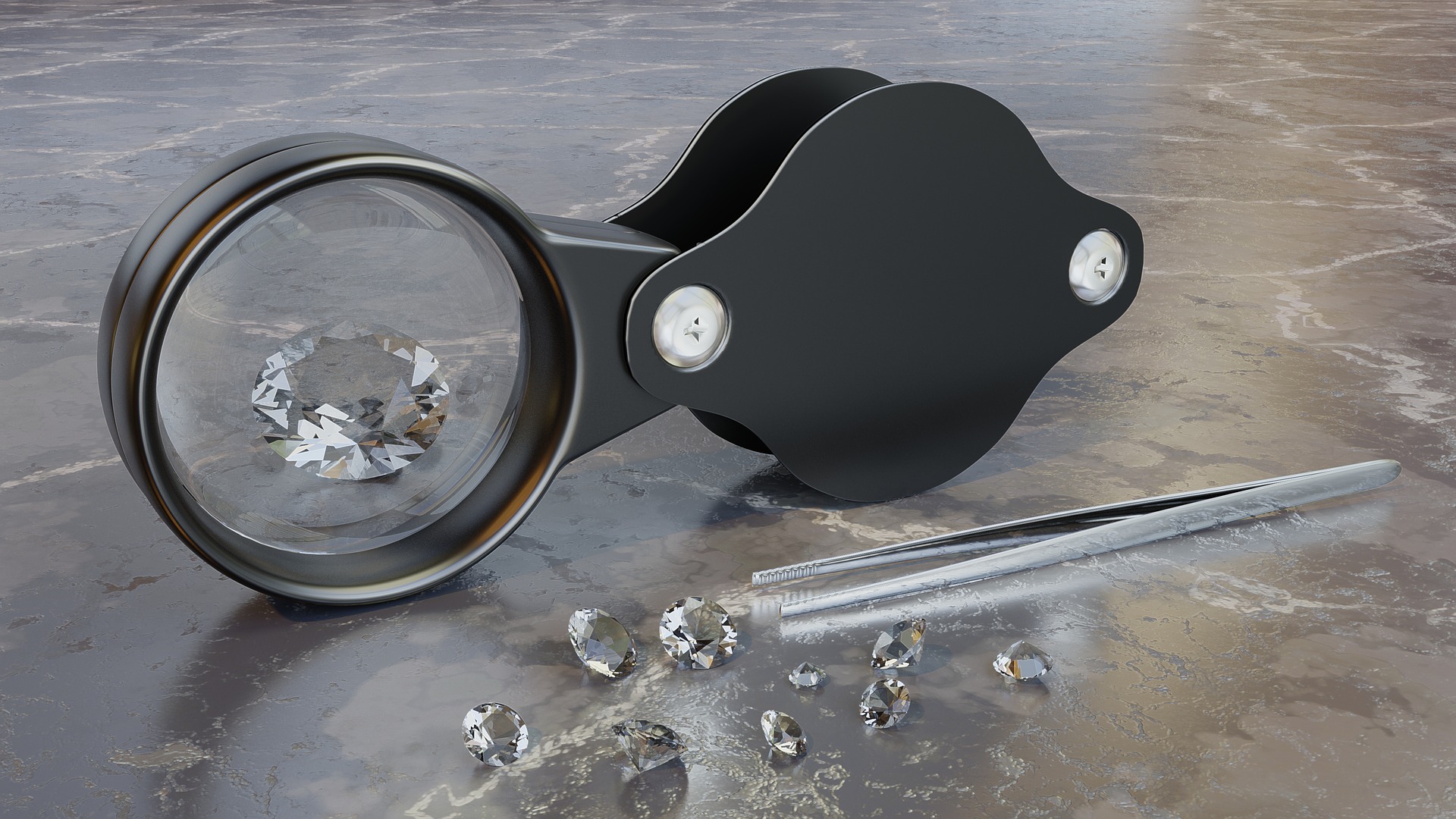Jeweler's loupe with diamonds — precision tools of the appraiser